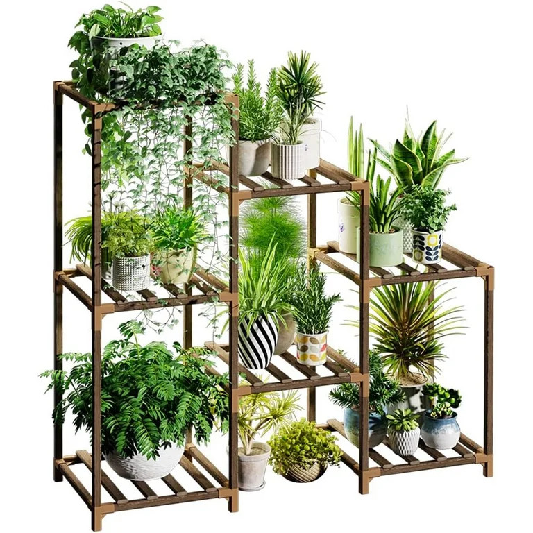 Bamworld Plant Stand Outdoor Black Plant Shelf Indoor Tiered Plant Table for Multiple Plants 3 Ti... | Walmart (US)