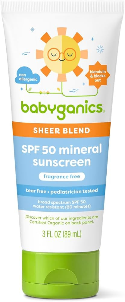 Babyganics SPF 50 Mineral Sunscreen Lotion, Sheer Blend, UVA UVB Protection, Octinoxate & Oxybenz... | Amazon (US)