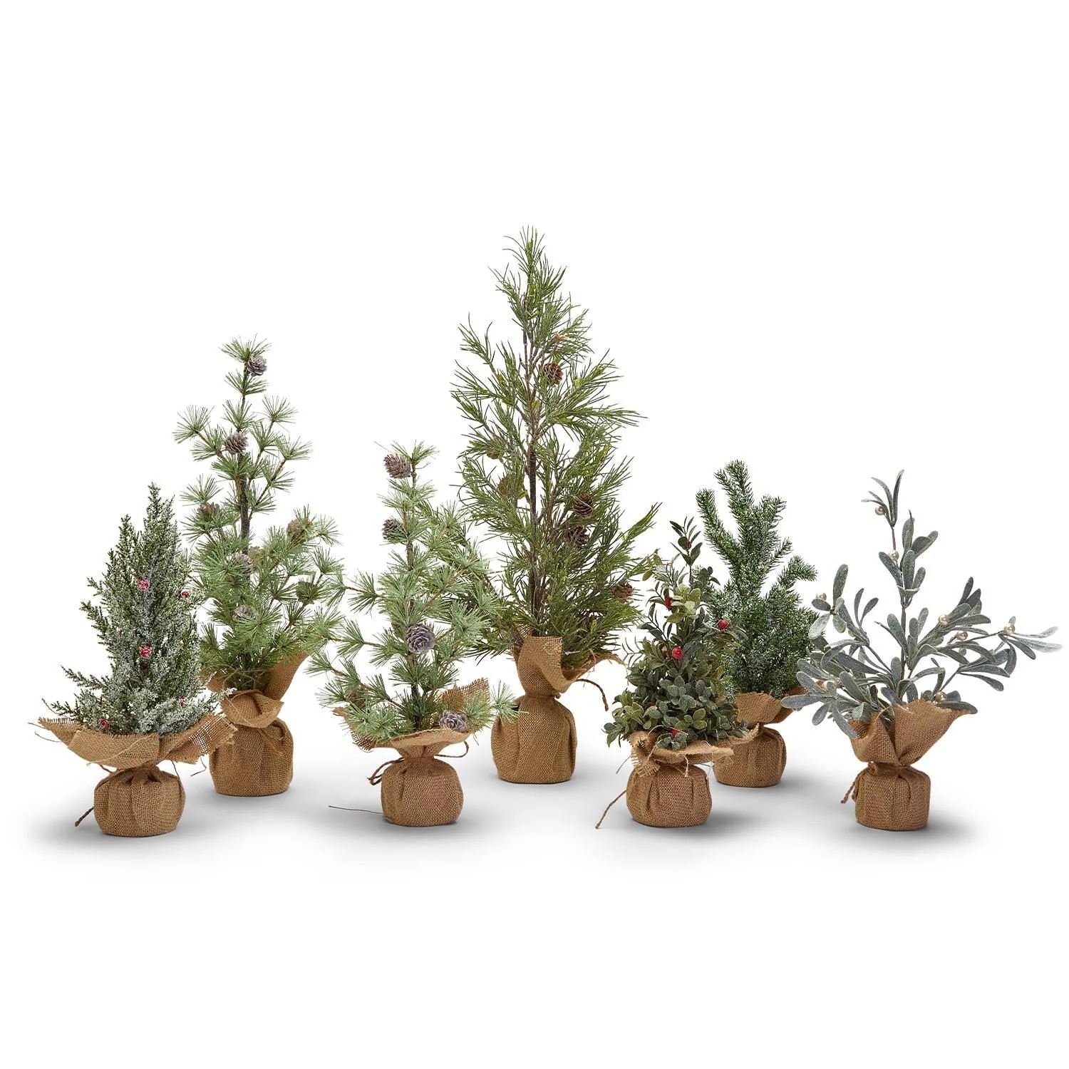 Frosted Evergreens, Set of 7 | Burke Decor
