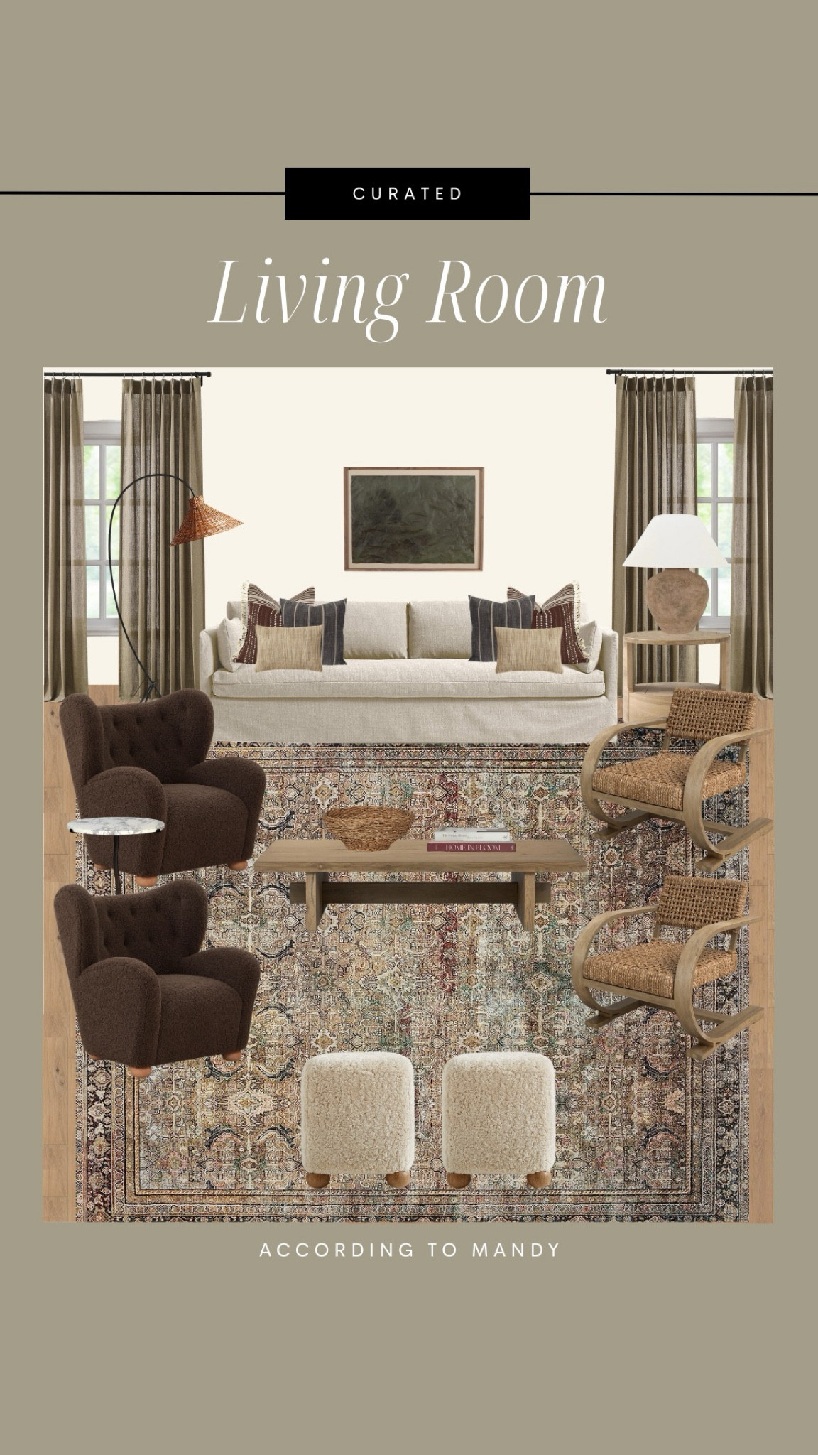Curated Living Room!

amber interiors, living room design, earthy living room design, textured living room, moody living room, living room mood board, accent chair, wayfair finds, mcgee & co

#LTKHome #LTKStyleTip