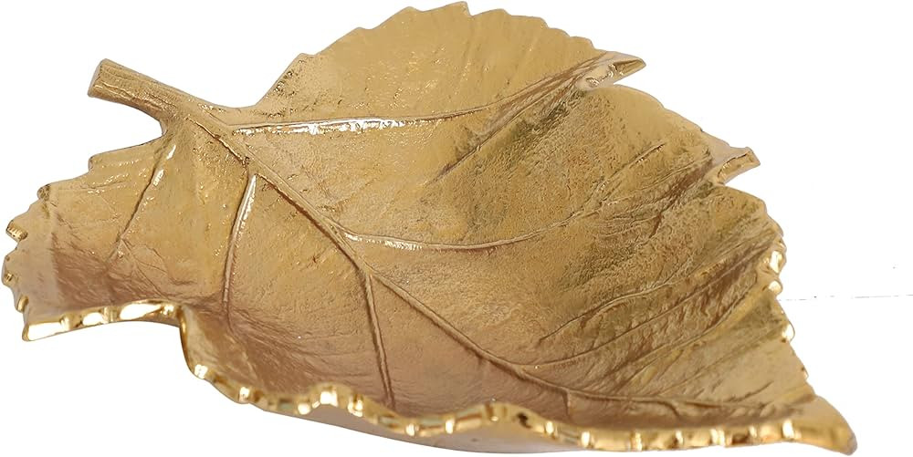 Gold Decorative Tray, Leaf Jewelry Tray For Rings, Earrings, Necklaces, Bracelet, Watch Keys, Mot... | Amazon (US)