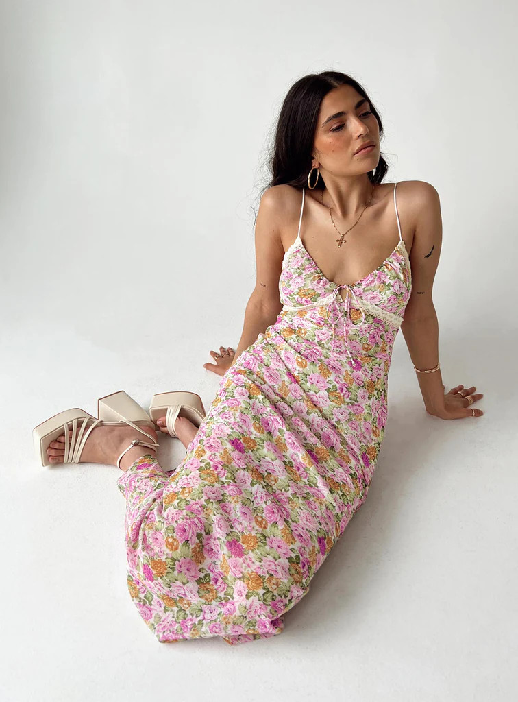 Emily Maxi Dress Pink Floral Petite | Princess Polly US