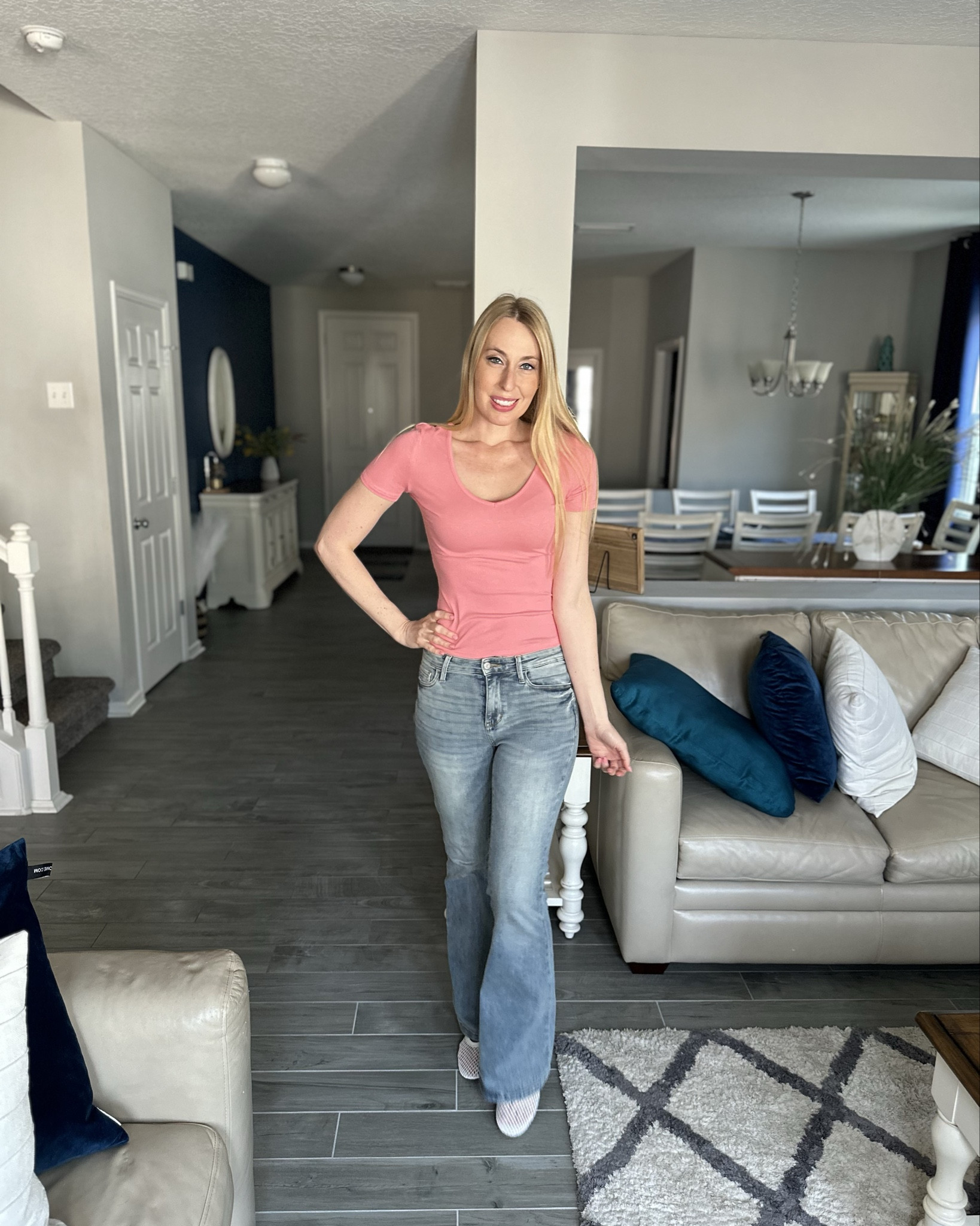 Coral ribbed tshirt and jeans
💓 I love the stretch and fit of this top - plus it comes with a pack of 2
💓these jeans are great with everything. I love the flair style and wearing size 3
💓 wearing size small, fits true to size and I am 5’10”

#LTKFindsUnder100 #LTKFindsUnder50 #LTKStyleTip