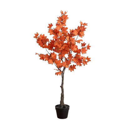 Nearly Natural 4-ft Autumn Rustic Maple Artificial Fall Tree | Target
