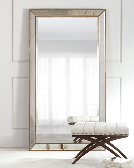Aldina Golden-Beaded Floor Mirror | Neiman Marcus