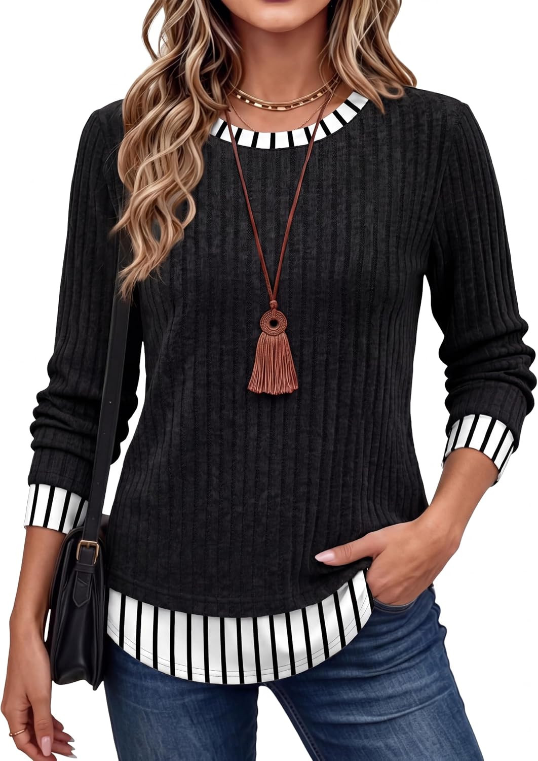 WIHOLL Womens Long Sleeve Shirts Fall Outfits Lightweight Sweaters 2026 | Amazon (US)