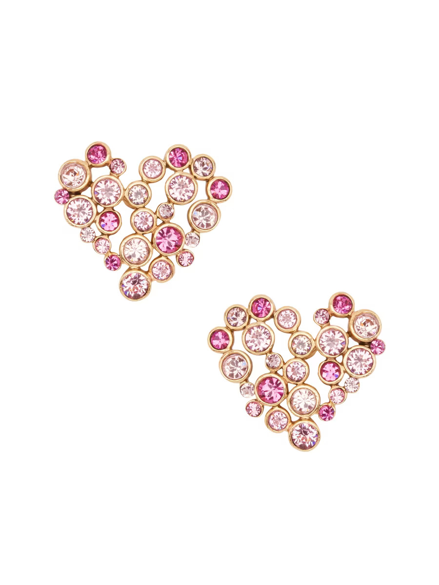 Crystal Heart Goldtone Stud Earrings | Saks Fifth Avenue
