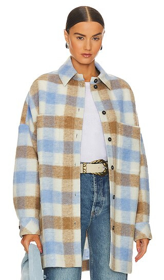 Wallis Shacket in Blue & Brown | Revolve Clothing (Global)