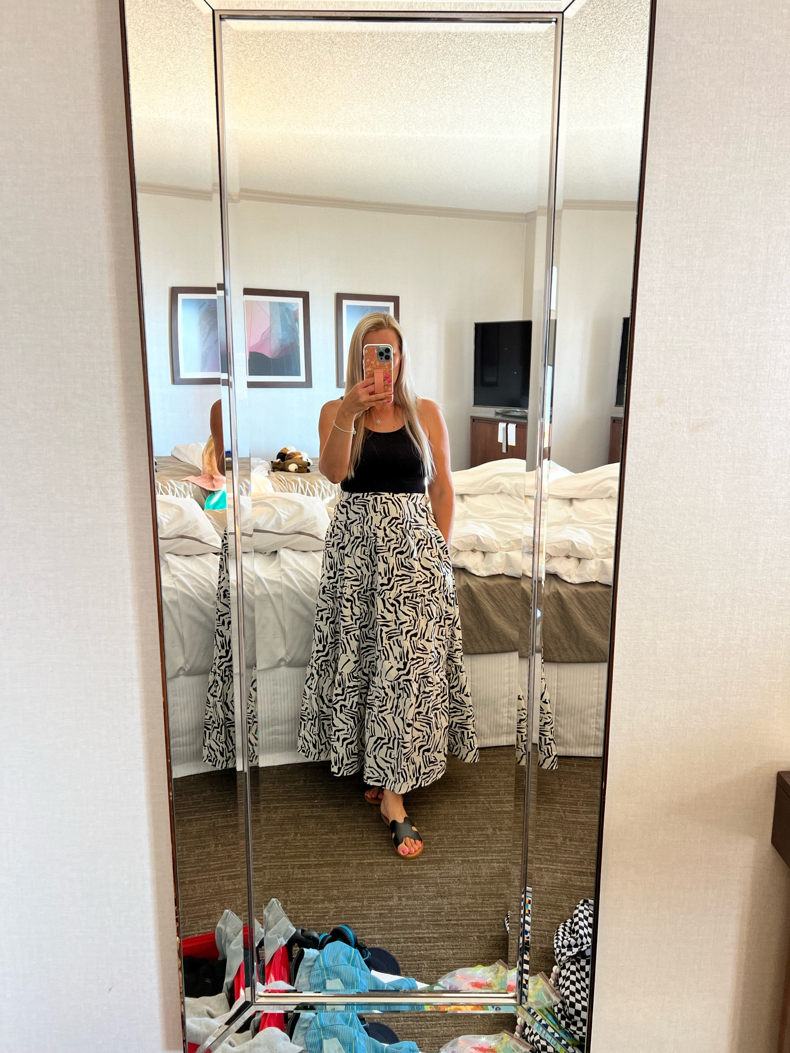 Cute vacation mirror! My outfit for dinner when it’s hot outside!! Love this skirt so much! It has pockets, too! 

#LTKTravel #LTKSeasonal #LTKFamily