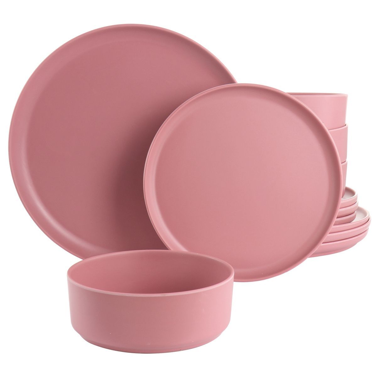 Gibson Home Canyon Crest 12 Piece Round Melamine Dinnerware Set in Pink | Target