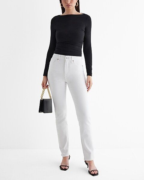 High Waisted White '90s Slim Jeans | Express