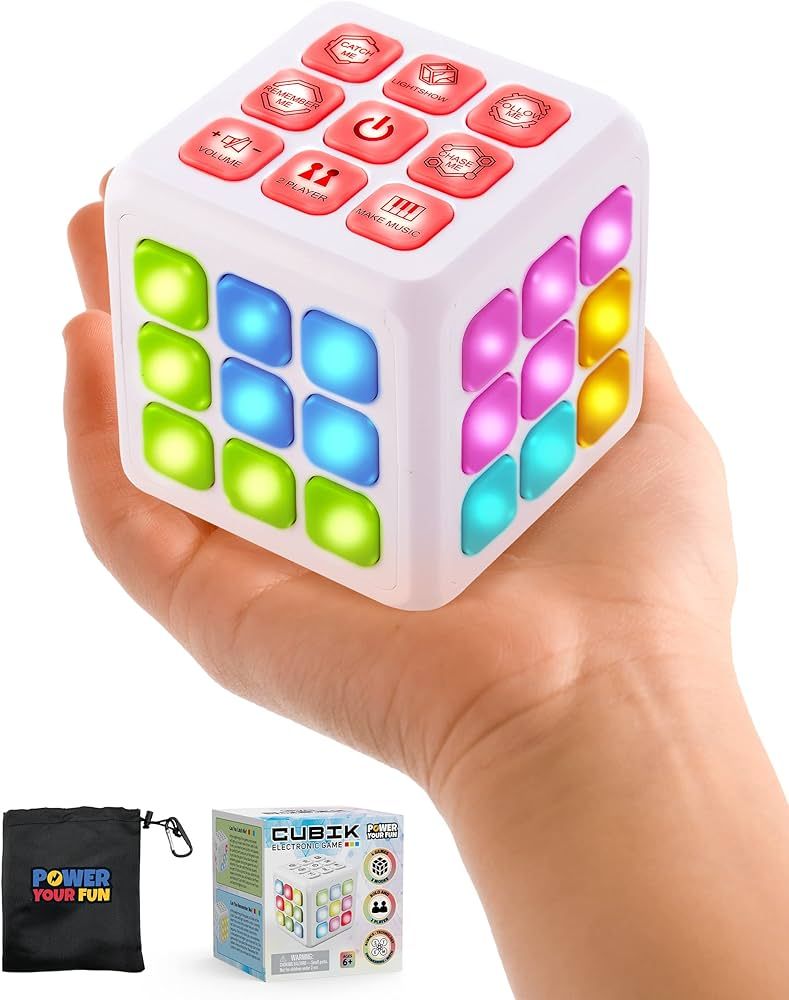 Power Your Fun Cubik LED Flashing Cube Memory Game - Electronic Handheld Game, 5 Brain Memory Gam... | Amazon (US)