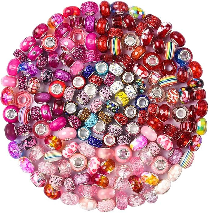 Aipridy Assortment European Large Hole Beads Spacer Beads Rhinestone Craft Beads for DIY Charms B... | Amazon (US)
