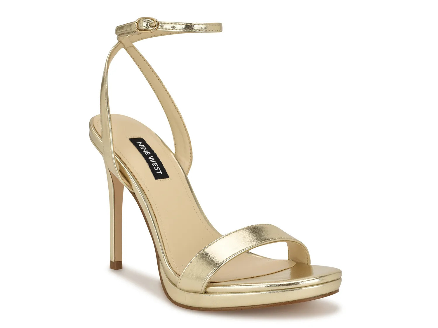 Nine West Loola Sandal | Women's | Gold | Size 5.5 | Heels | Sandals | Ankle Strap | Stiletto | DSW