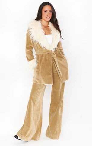 Penny Lane Coat ~ Beige Corduroy with Faux Fur | Show Me Your Mumu