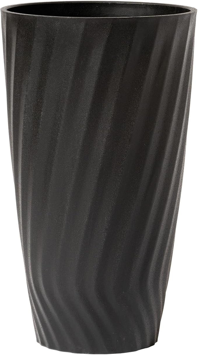 24 Inch Tall Planter, Matte Black Tree Planter with Shelf Insert, Morden Large Round Plant Pot Co... | Amazon (US)