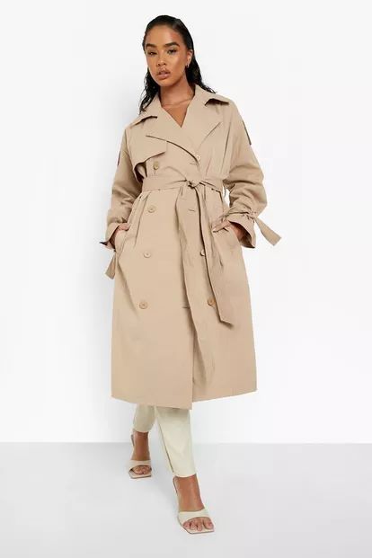 Tie Cuff Double Breasted Trench Coat | Boohoo.com (US & CA)
