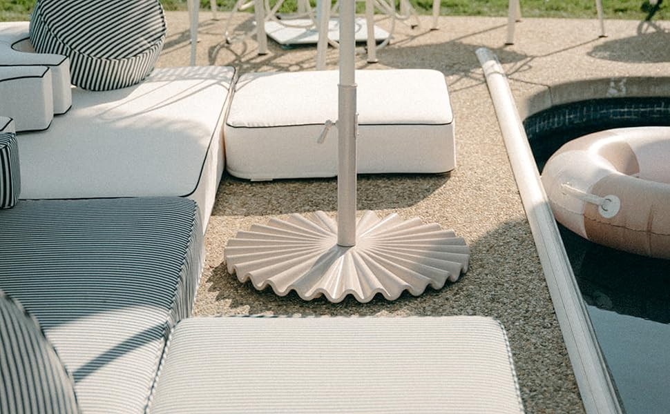 Business & Pleasure Co. The Clamshell Base - Outdoor Patio Umbrella Base - Antique White, 55lbs | Amazon (US)