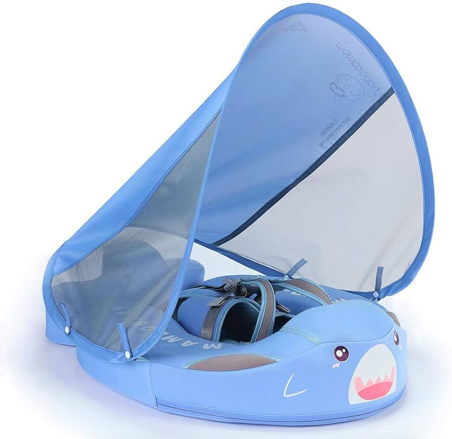 HECCEI Mambobaby Baby Shark Swim Float with Canopy, Non-Inflatable Solid Baby Float, Upgrade Soft... | Amazon (US)