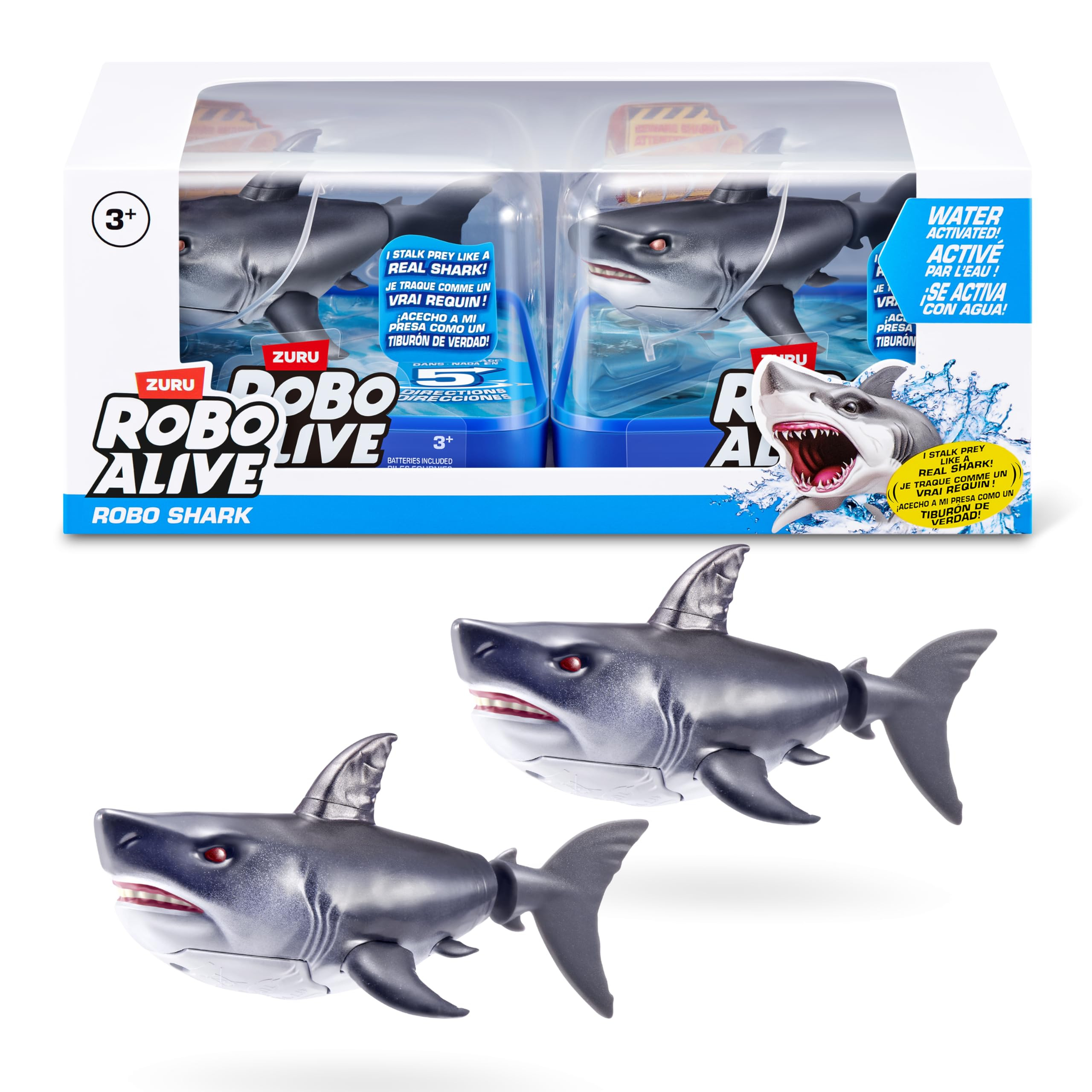 Robo Alive Water Activated Shark 2 Pack (Grey) by ZURU – Realistic Swimming Robotic Bath Toy fo... | Amazon (US)