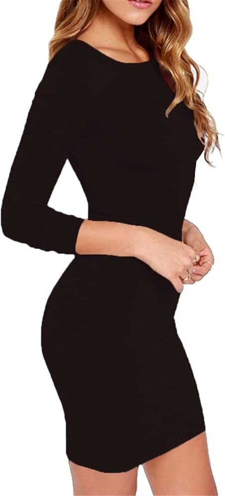Haola Women's Sexy Casual Long Sleeve Short Dress Mini Dress | Amazon (US)