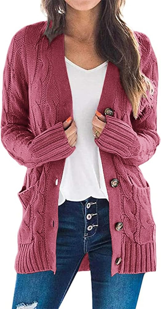 PRETTYGARDEN Women's Open Front Cardigan Sweaters Fall Fashion Button Down Cable Knit Chunky Wint... | Amazon (US)