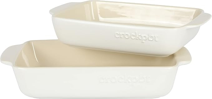 Crock-Pot 2 Piece 3.5 QT and 2.5Qt Stoneware Bakeware Set - White | Amazon (US)