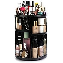 ROYALHOUSE 360 Rotating Makeup Organizer -Rotatable and Adjustable Shelf Height. Cosmetic Black Plas | Amazon (US)