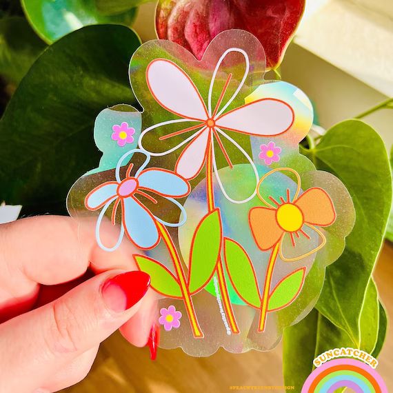 SUNCATCHER Flower Power 2  Rainbow Suncatcher Sticker | Etsy | Etsy (US)