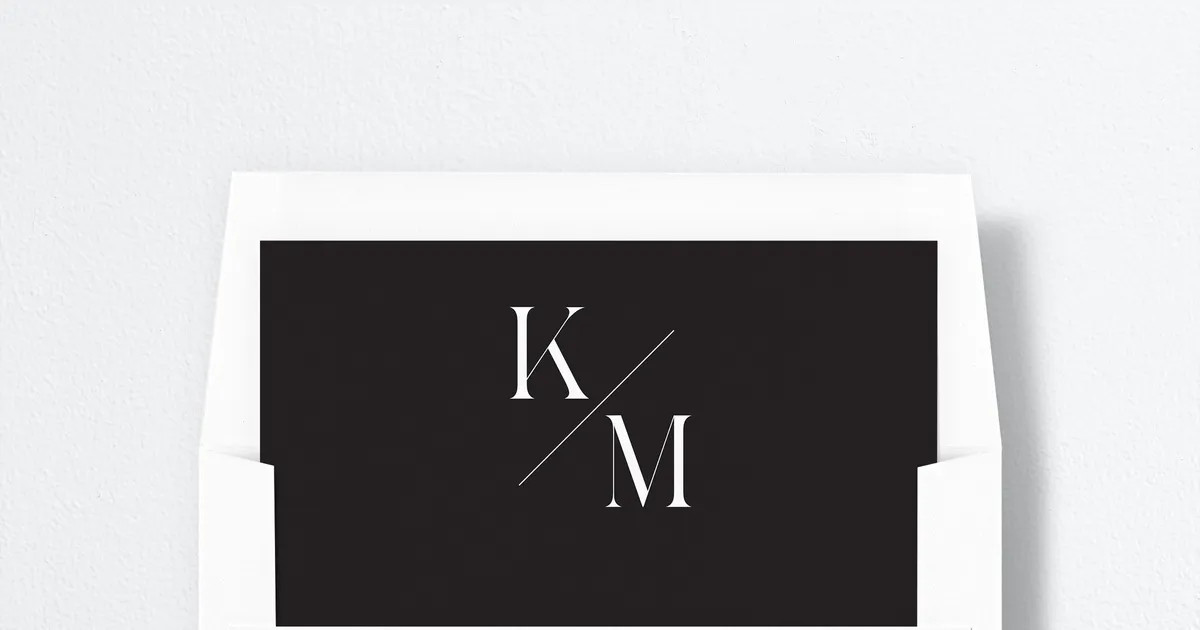 Monogram Slant Envelope Liners | The Knot 