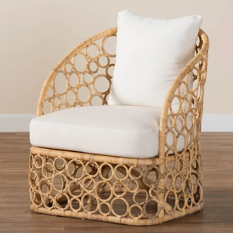 bali & pari Prisca Boho Accent Chair, Natural Rattan, Light Honey | Walmart (US)