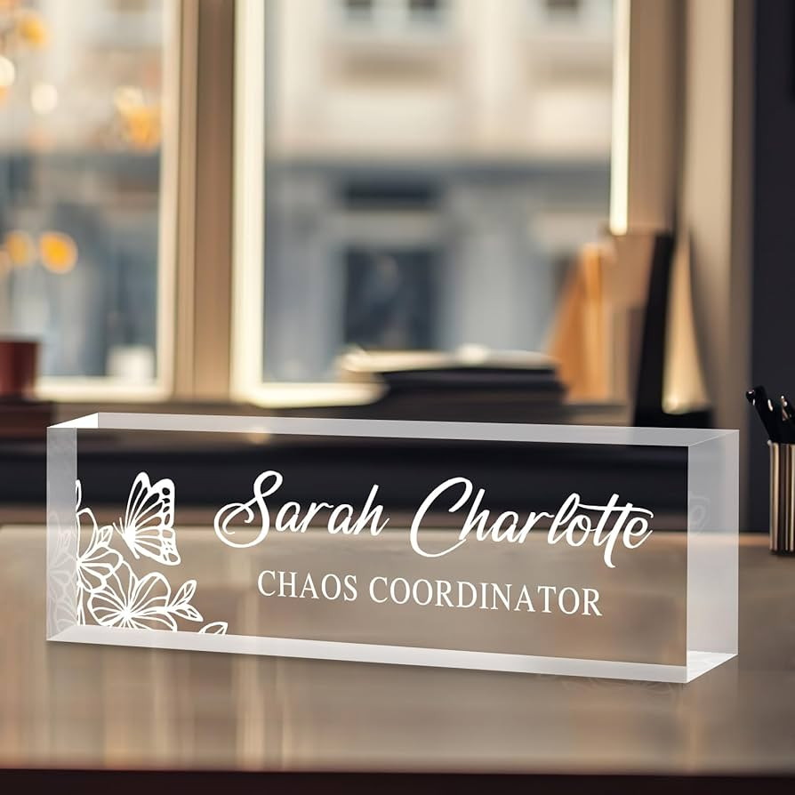 Custom Name Plate for Desk, Personalized Desk Name Plate on Clear Acrylic Glass, Appreciation Gif... | Amazon (US)