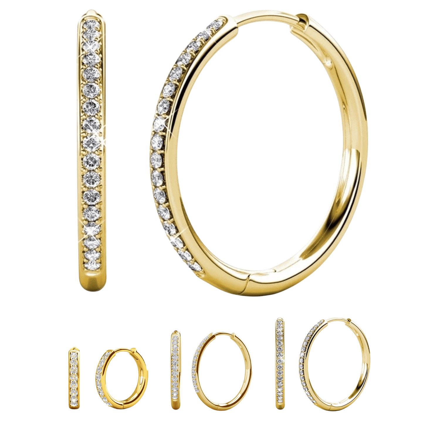 Cate & Chloe Bianca 18k White Gold Hoop Earrings with Swarovski Crystals, Crystal Drop Dangle Earrings, Best Silver Hoops for Women, Sparkle Round Hoops for Ladies, Hoop Earrings (Yellow Gold) | Walmart (US)