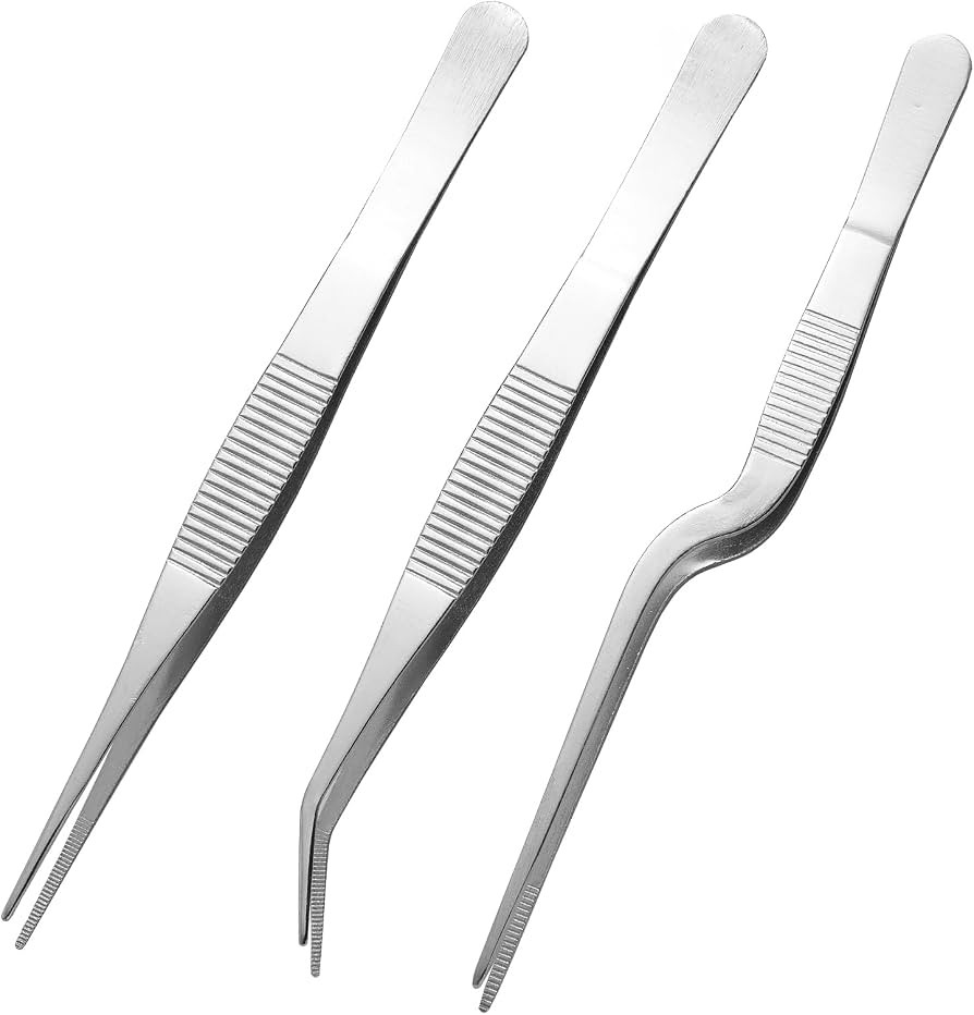 Stainless Steel Tweezers Set for Small Gardening and Kitchen, Multi-Purpose Tools Silver Tweezers... | Amazon (US)