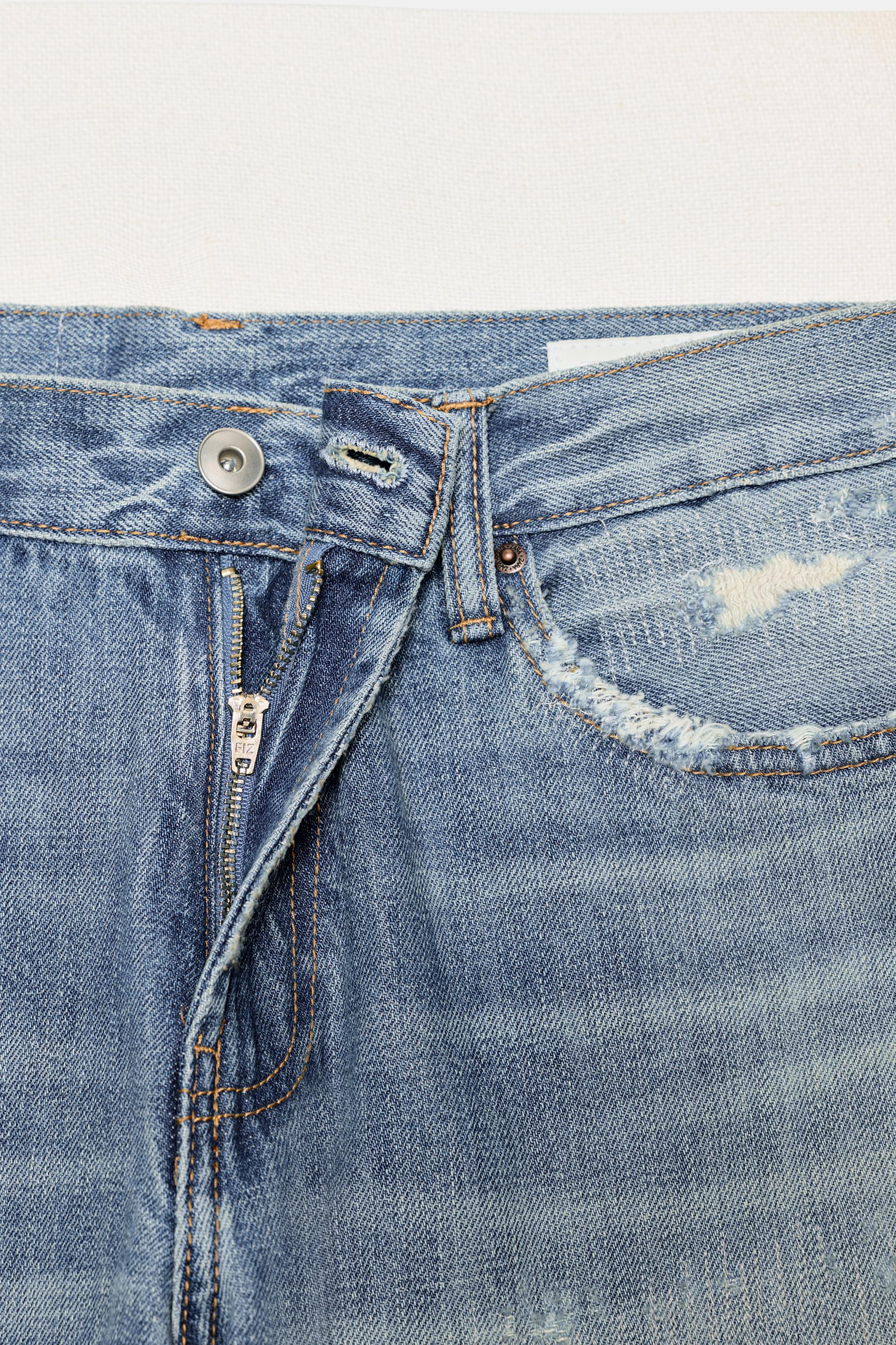TRF MID-RISE RIPPED STRAIGHT JEANS | Zara US