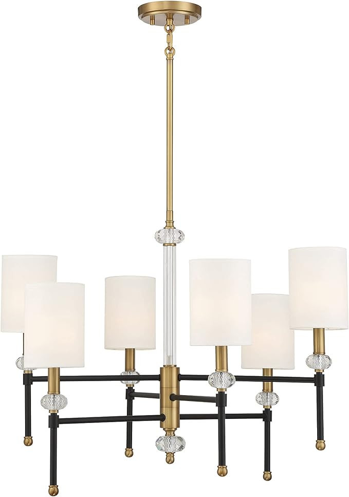 Savoy House 1-1887-6-143 Tivoli 6-Light Chandelier in Matte Black with Warm Brass Accents (28" W ... | Amazon (US)