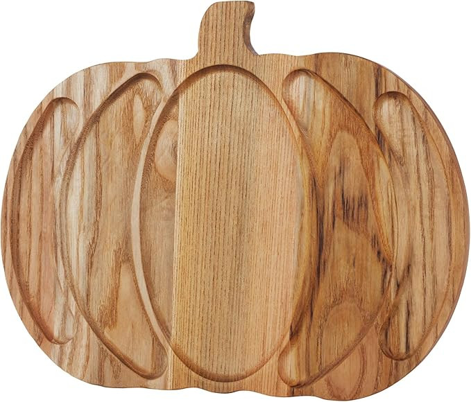 Halloween Pumpkin Shaped Board（15" L x 12" W）,2-in-1 Use Wood Kitchen Serving Tray Appetizer ... | Amazon (US)