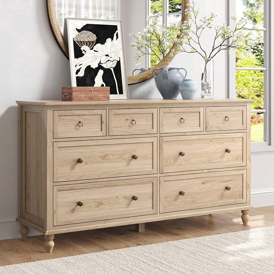 65inch Large Long Drawer Dresser w/Deep Drawers,Rustic Wood 8 Drawer Dresser with Large Capacity ... | Amazon (US)