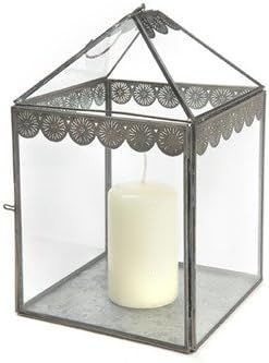 Accents de Ville Square Hanging Glass Lantern with Aluminum Trim | Amazon (US)