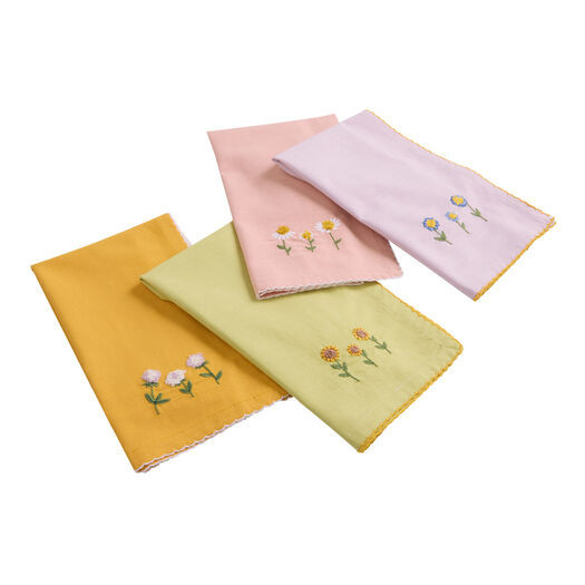Pastel Dainty Flower Embroidered Napkins 4 Pack by World Market | World Market