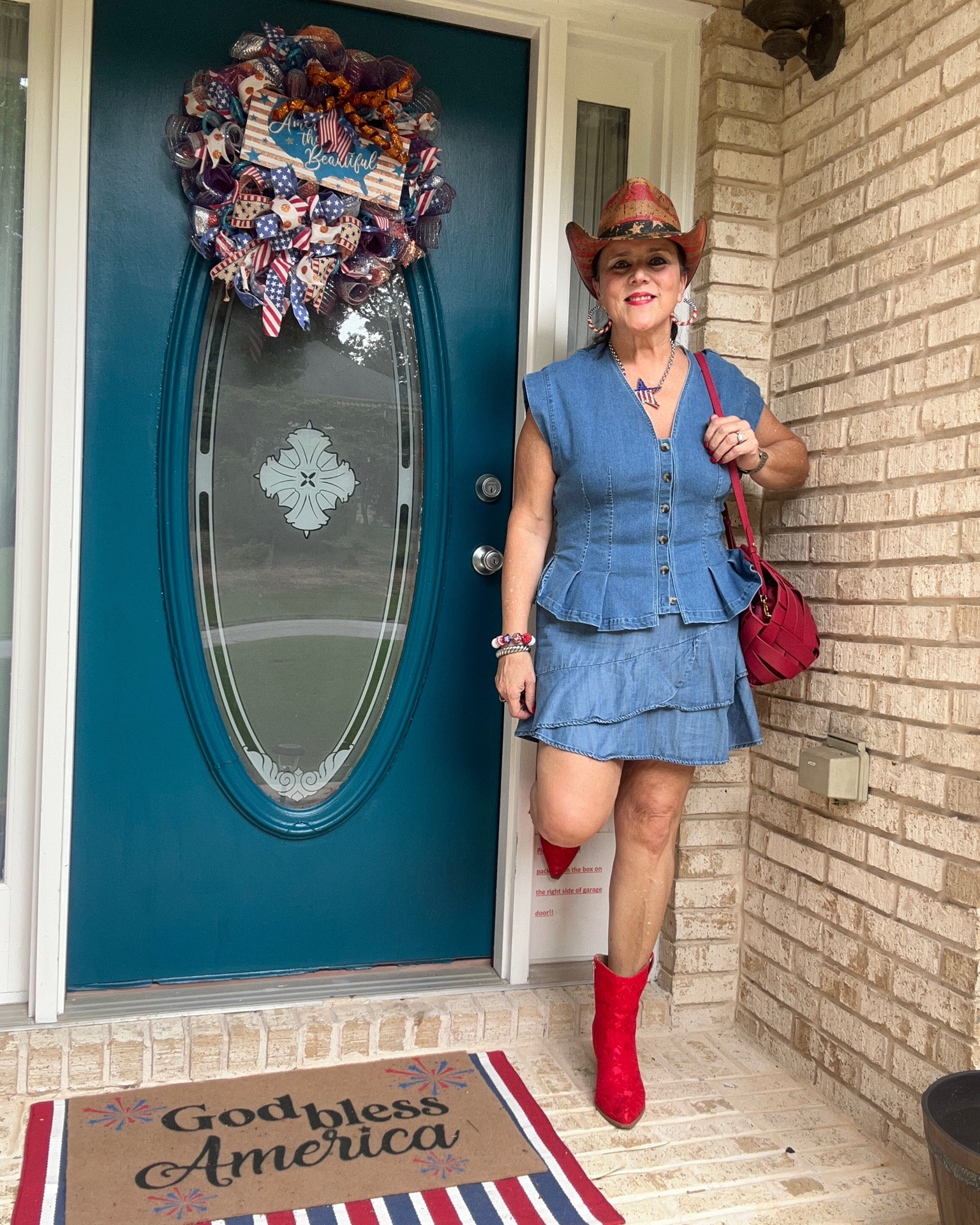 patriotic looks are so fun!! ❤️🤍💙 denim, red boots, and a little cowgirl style just feels cute cute for summer. over 50 style can still be festive and confident!
Always be confident ✨
#over50fashion #cowgirl #midlifefashion #agelessstyle #westernstyle

#LTKdayinmylife #LTKgrwm #LTKMidsize

#LTKdayinmylife #LTKgrwm #LTKMidsize