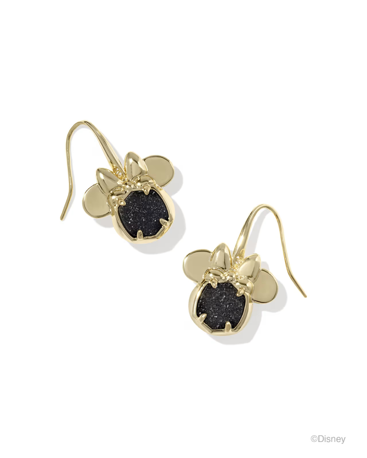 Disney | Kendra Scott Gold Minnie Mouse Drop Earrings in Black Drusy | Kendra Scott