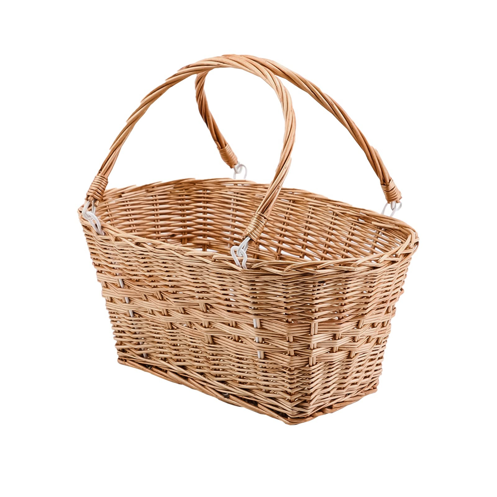 YAHUAN Rectangular Wicker Storage Baskets with Collapsible Handles, Hand Woven Wicker Basket for ... | Amazon (US)