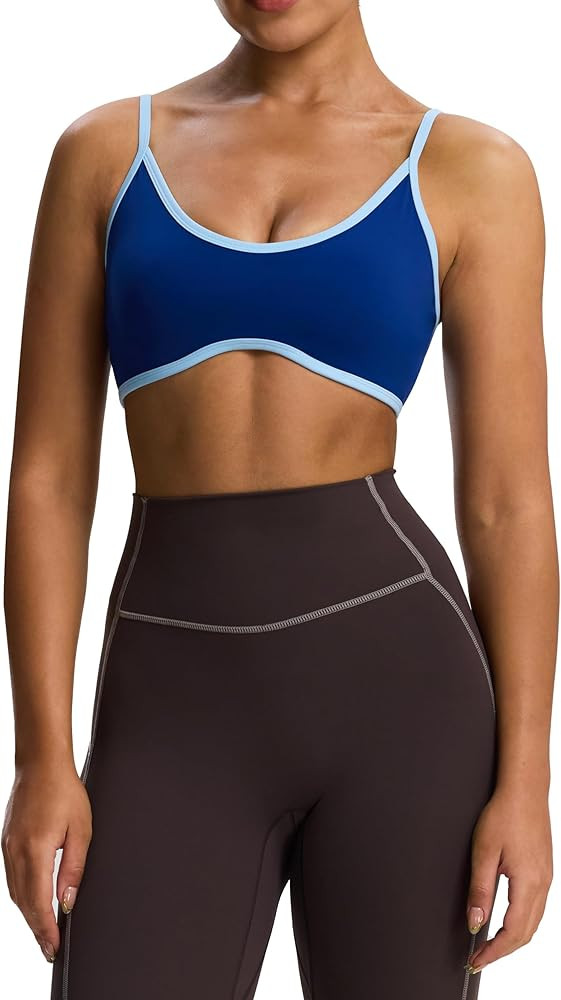 Aoxjox Women's Color Block Workout Sports Bras Fitness Lexi Lined Strappy Bra Athletic Yoga Crop ... | Amazon (US)