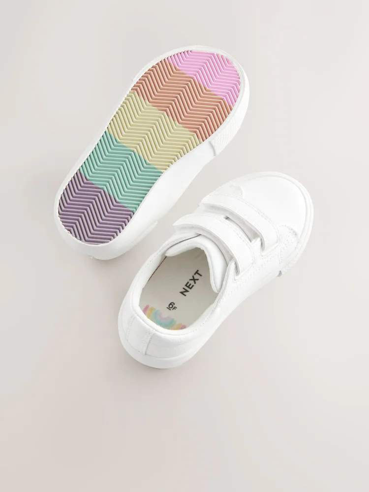White Wide Fit (G) Chunky Trainers With Touch Fastening | Next US