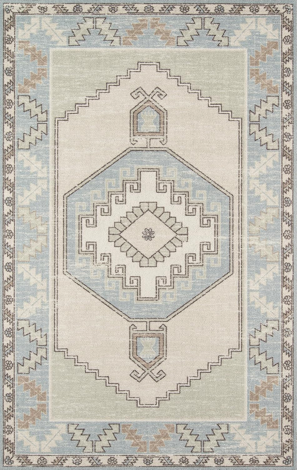 Momeni Anatolia Wool and Nylon Area Rug, 6'6" X 9', Light Blue | Amazon (US)