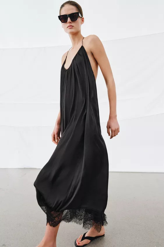 ZW COLLECTION LACE SATIN HALTER DRESS | Zara UK