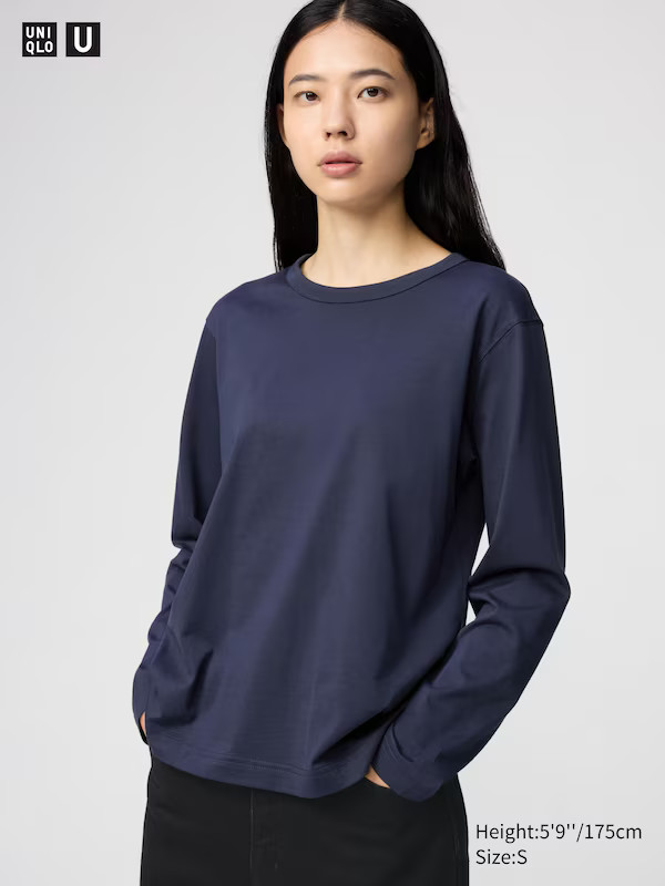 100% Supima Cotton T-Shirt (Long Sleeve) | UNIQLO (UK)