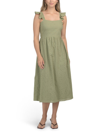 Maxwell Burnout Smocked Back Midi Dress | Marshalls