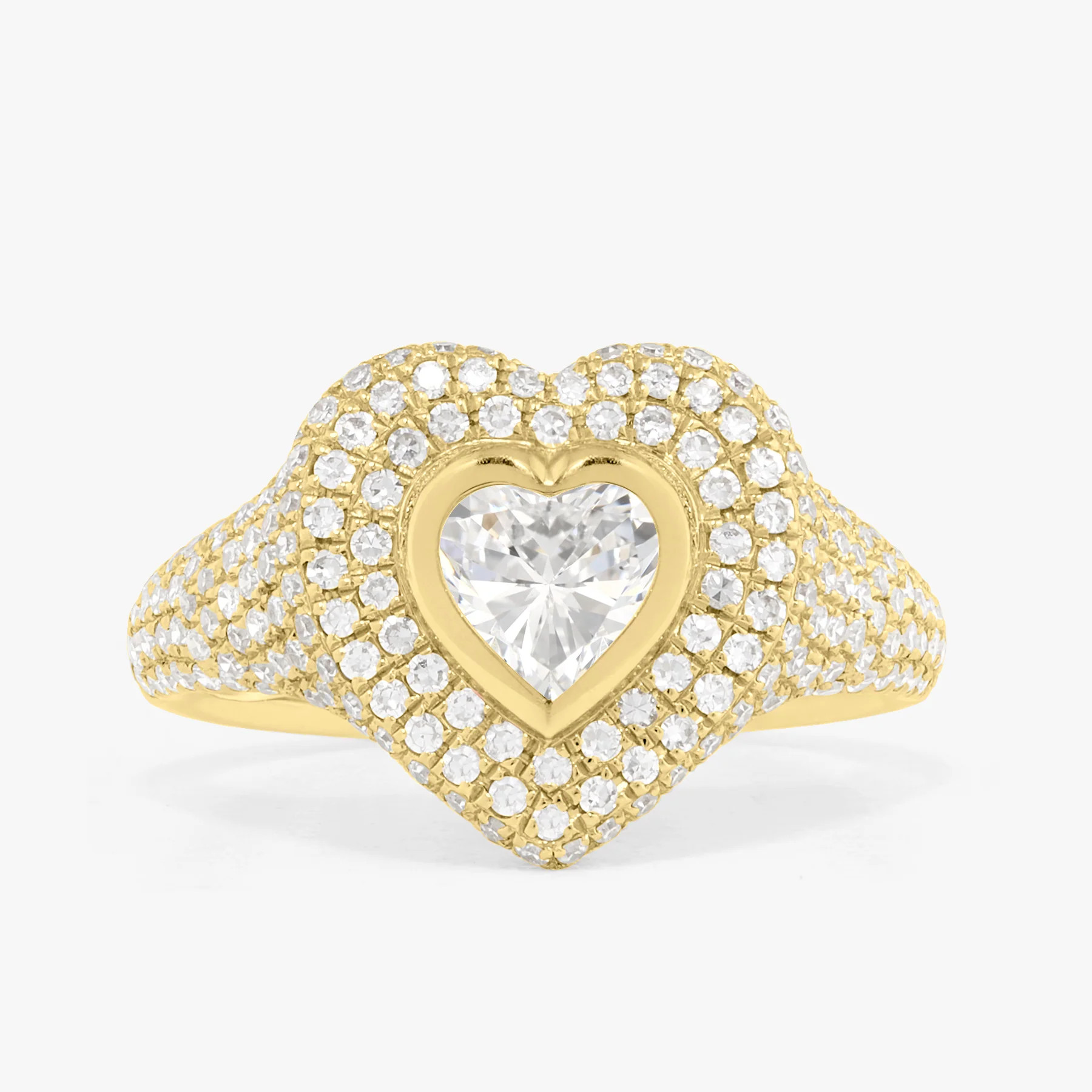 Mama Heart Pave Diamond Signet Ring | RW Fine Jewelry